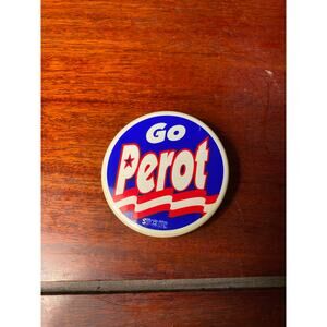 1992 Ross Perot Presidential Campaign Button Pin Badge Go Perot Red White Blue